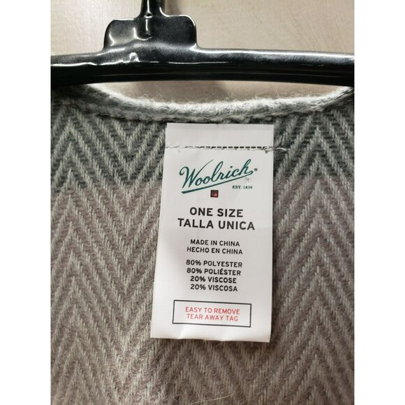 Woolrich Reagan Poncho Blanket Wrap Cape, Purple & Gray, Fringe, Polyester Blend - Picture 2 of 7